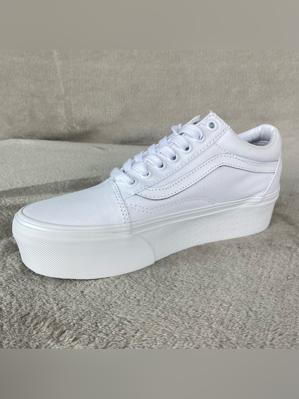 Vans Old Skool Stackform Shoes Womens Size 8 True White Canvas Platform NEW - Picture 4 of 10